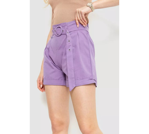Шорти жіночі з ременем та манжетом, колір світло-фіолетовий, 214R8818