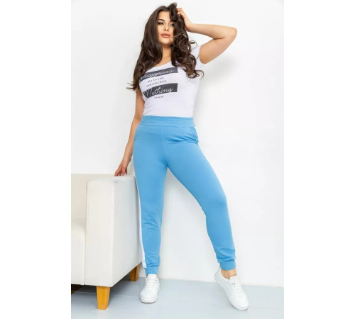 Спорт штаны женские двунитка, цвет голубой, 219RB-3004