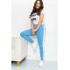 Спорт штаны женские двунитка, цвет голубой, 219RB-3004