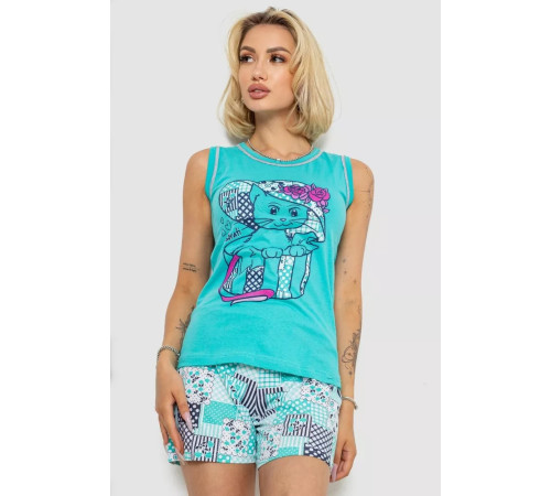 Пижама женская, цвет бирюзовый, 243R03676
