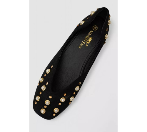 Балетки жіночі замша, колір чорний, 248R9005