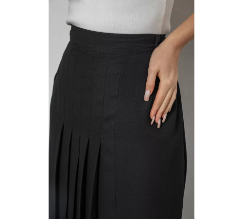 Спідниця на підкладці з розрізом, колір чорний, 167R5291