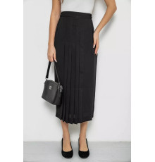 Спідниця на підкладці з розрізом, колір чорний, 167R5291