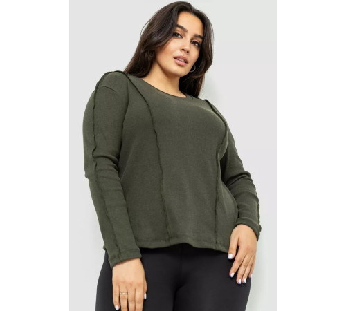 Женский лонгслив в рубчик, цвет хаки, 102R325-1.