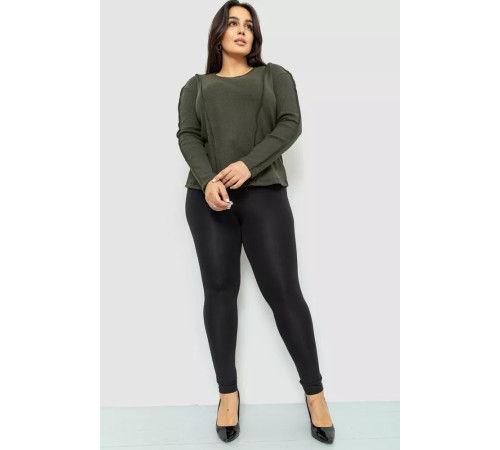 Женский лонгслив в рубчик, цвет хаки, 102R325-1.