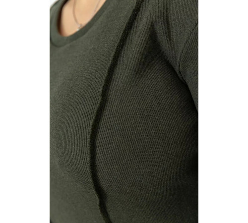 Женский лонгслив в рубчик, цвет хаки, 102R325-1.