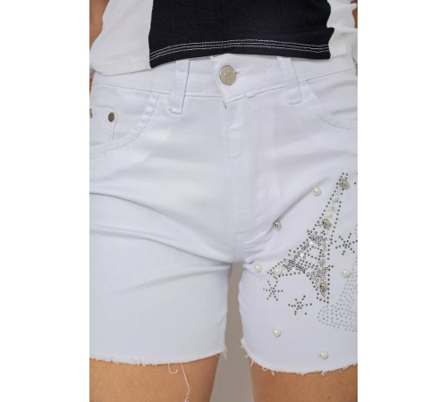 Шорты женские джинсовые стрейчевые, цвет белый, 247R2675