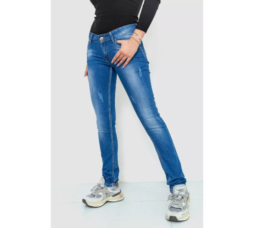 Джинси жіночі з потертостями, колір синій, 244RKL3304