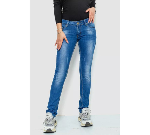 Джинси жіночі з потертостями, колір синій, 244RKL3304