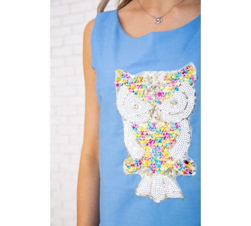 Бавовняна майка, блакитного кольору з пайєтками, 172R203