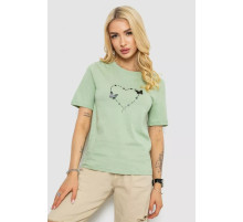 Женская футболка с принтом, цвет оливковый, 241R125.