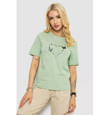 Жіноча футболка з принтом, колір оливковий, 241R125