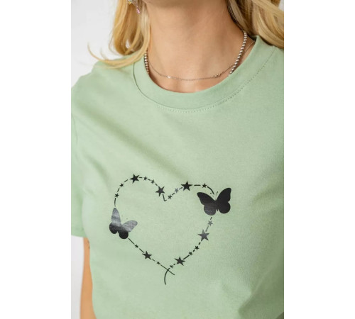 Жіноча футболка з принтом, колір оливковий, 241R125