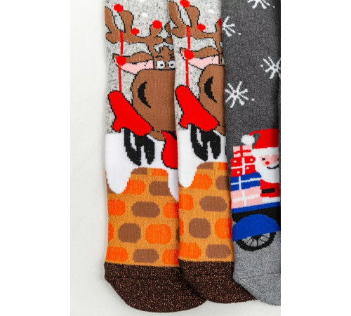 Комплект жіночих шкарпеток новорічних 3 пари, колір бежевий, темно-сірий, світло-сірий, 151R255