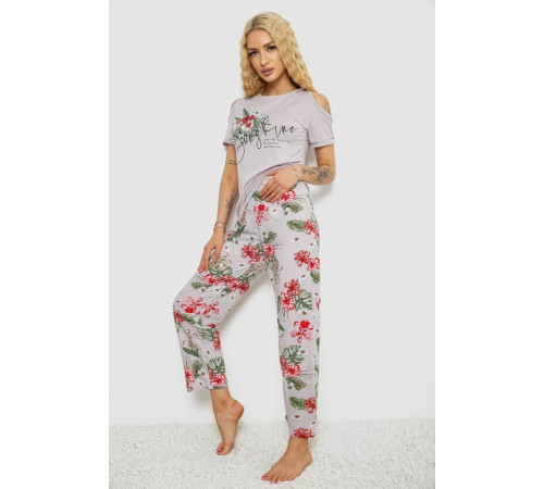 Піжама жіноча з принтом, колір світло-бузковий, 243R2038-C