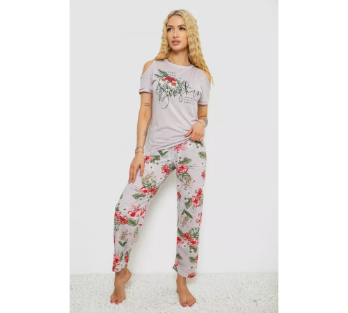 Піжама жіноча з принтом, колір світло-бузковий, 243R2038-C