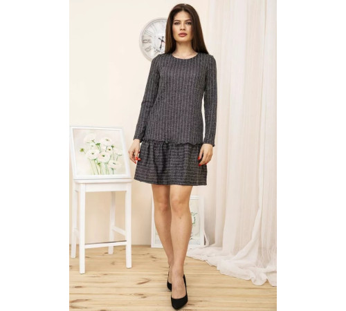 Мини-платье серого цвета, в полоску, 104R0012