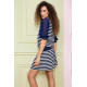 Короткое платье в полоску, сине-белого цвета, 167R075