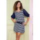 Короткое платье в полоску, сине-белого цвета, 167R075