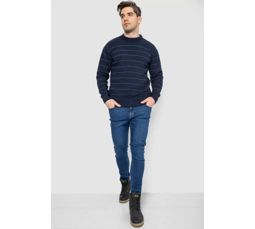 Светр чоловічий в смужку, колір темно-синій, 161R1057