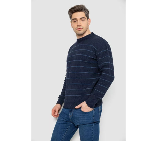 Светр чоловічий в смужку, колір темно-синій, 161R1057