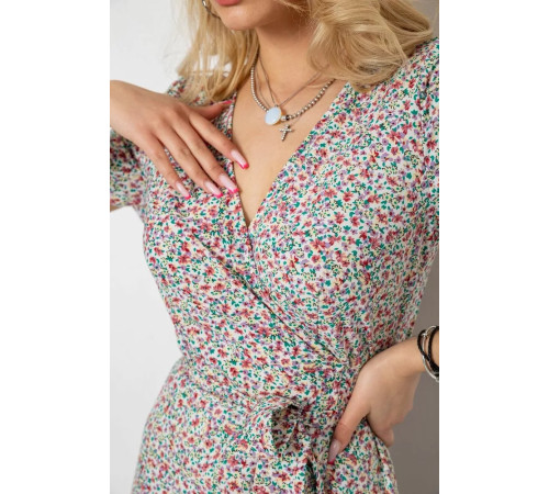 Сарафан с цветочным принтом на запах, цвет разноцветный, 241R185.