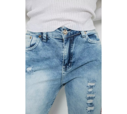 Джинсы женские с лампами, цвет голубой, 247R1547