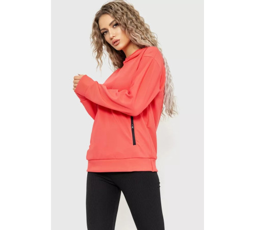 Худі жіночий з капюшоном, колір кораловий, 182R8030