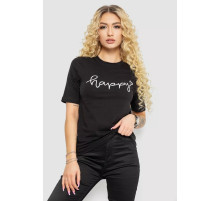 Жіноча футболка з принтом, колір чорний, 241R126