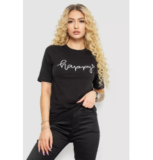Жіноча футболка з принтом, колір чорний, 241R126
