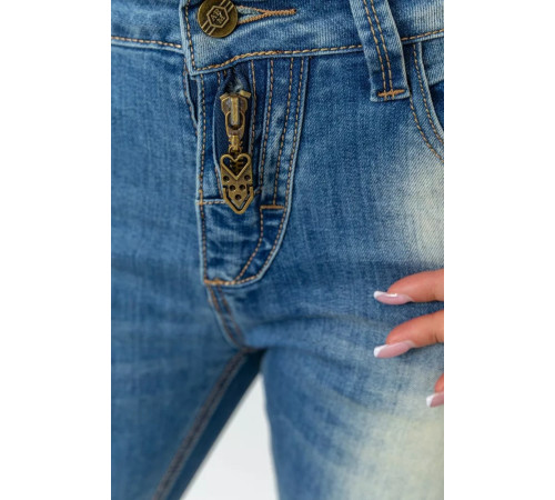 Джинси жіночі з потертостями, колір синій, 244RS03