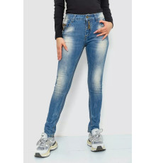 Джинси жіночі з потертостями, колір синій, 244RS03