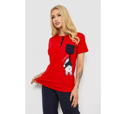 Женская пижама с принтом, цвет красно-синий, 243R9211