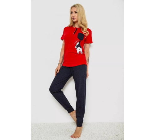 Женская пижама с принтом, цвет красно-синий, 243R9211