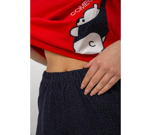 Женская пижама с принтом, цвет красно-синий, 243R9211