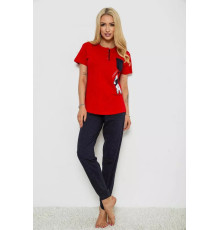 Женская пижама с принтом, цвет красно-синий, 243R9211