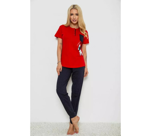 Женская пижама с принтом, цвет красно-синий, 243R9211