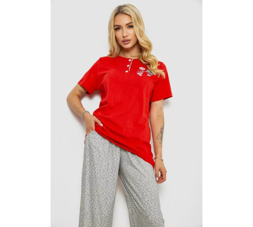 Женская пижама с принтом, цвет красный, 243R10366