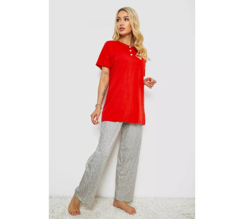Женская пижама с принтом, цвет красный, 243R10366