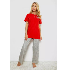 Женская пижама с принтом, цвет красный, 243R10366