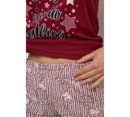 Пижама женская с принтом, цвет бордовый, 243R2039-1.