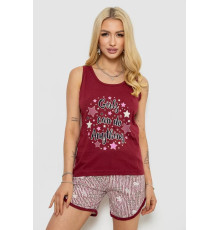 Пижама женская с принтом, цвет бордовый, 243R2039-1.