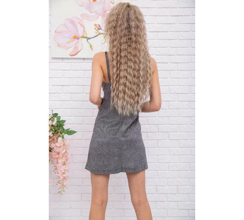 Мини-платье на бретелях, черно-серебристого цвета, 115R0464