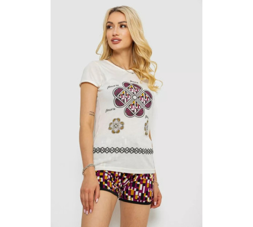 Женская пижама с принтом, цвет молочный, 243R8301