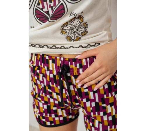 Женская пижама с принтом, цвет молочный, 243R8301