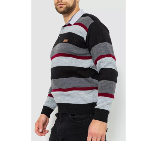 Свитер-обманка мужской, цвет серо-черный, 161R901