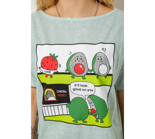 Пижама женская с принтом, цвет оливковый, 243RP15456.