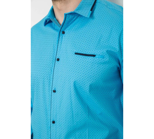 Рубашка мужская с принтом, цвет голубой, 214R7497