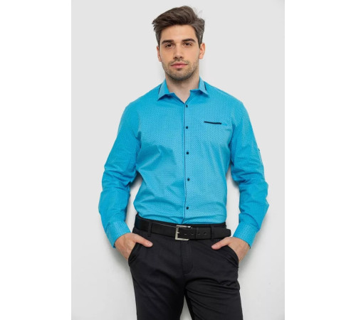 Рубашка мужская с принтом, цвет голубой, 214R7497