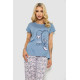 Піжама жіноча з принтом, колір джинс, 243R7106